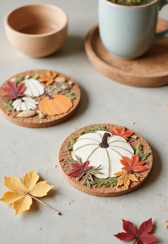 56+ Dollar Tree Fall Decor Hacks for Budget-Friendly Style - 10. Fall-Themed Coasters