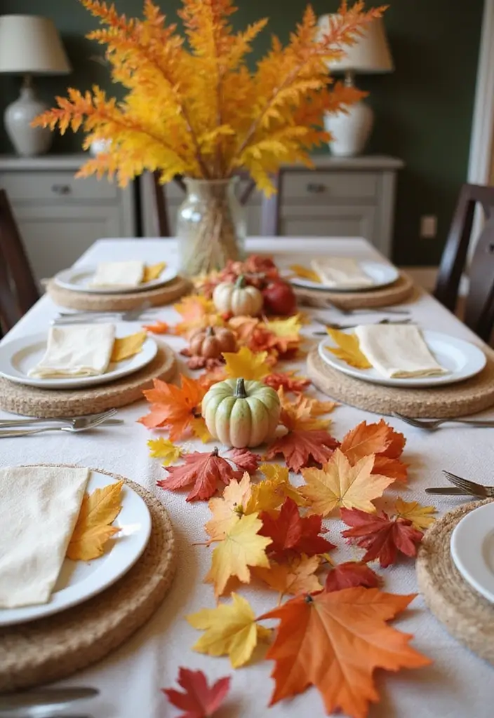 56+ Dollar Tree Fall Decor Hacks for Budget-Friendly Style - 11. Faux Leaf Table Scatters