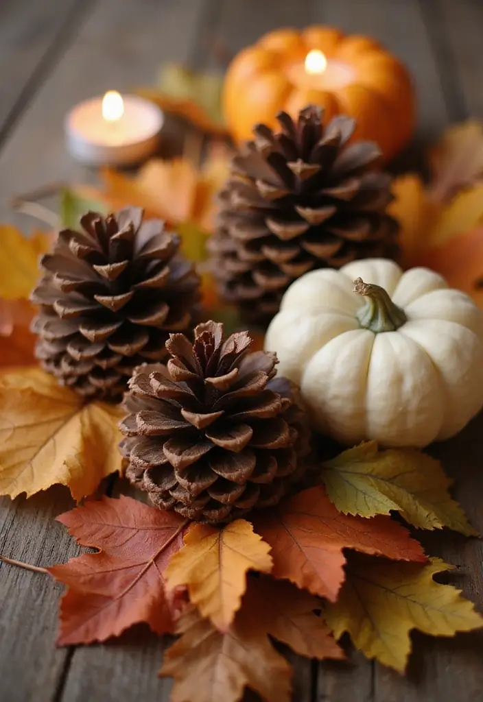 56+ Dollar Tree Fall Decor Hacks for Budget-Friendly Style - 15. Charming Pinecone Accents