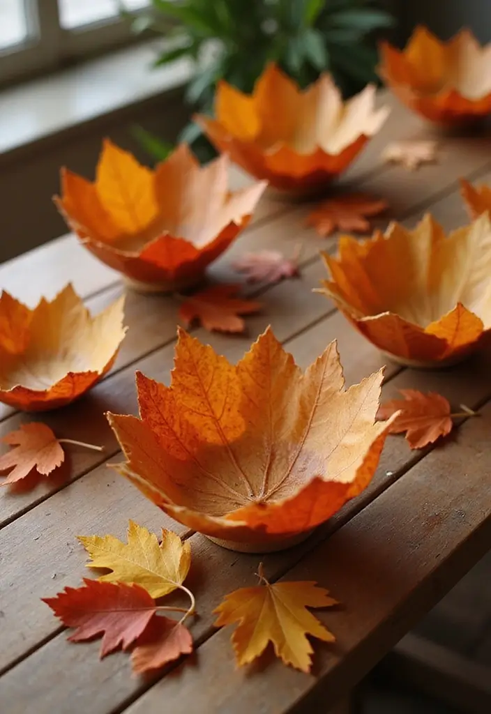 56+ Dollar Tree Fall Decor Hacks for Budget-Friendly Style - 22. DIY Leaf Bowls