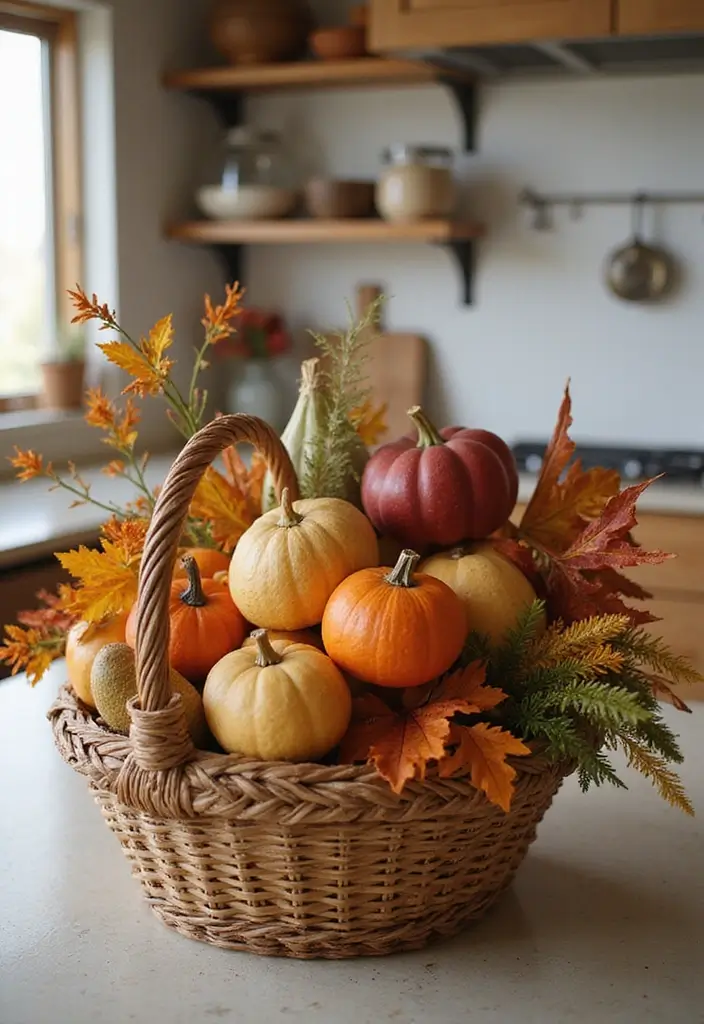 56+ Dollar Tree Fall Decor Hacks for Budget-Friendly Style - 31. Harvest Basket