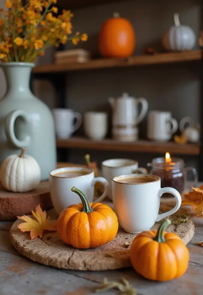 56+ Dollar Tree Fall Decor Hacks for Budget-Friendly Style - 32. Seasonal Coffee Station