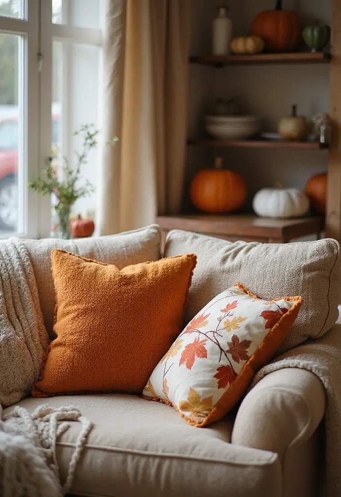 56+ Dollar Tree Fall Decor Hacks for Budget-Friendly Style - 37. Cozy Throw Pillows