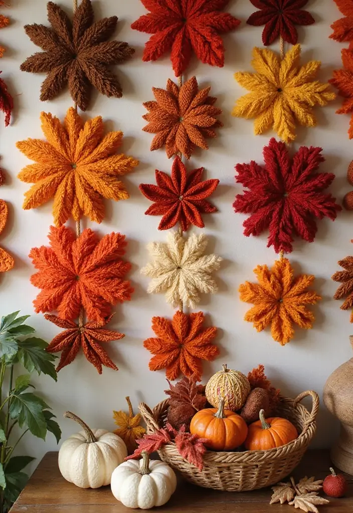 56+ Dollar Tree Fall Decor Hacks for Budget-Friendly Style - 40. Seasonal Yarn Art