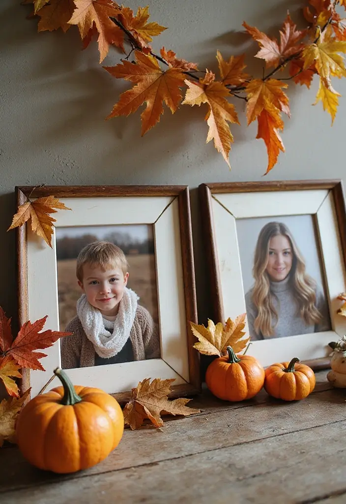 56+ Dollar Tree Fall Decor Hacks for Budget-Friendly Style - 42. DIY Seasonal Photo Frames