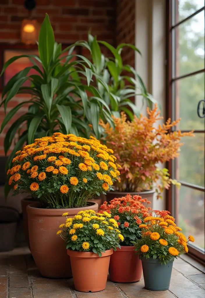 56+ Dollar Tree Fall Decor Hacks for Budget-Friendly Style - 47. Seasonal Plant Displays
