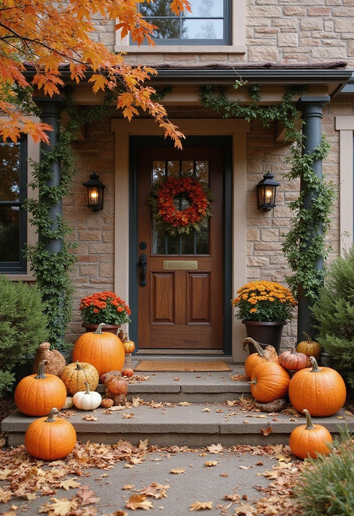 56+ Dollar Tree Fall Decor Hacks for Budget-Friendly Style - 48. Harvest-Themed Outdoor Decor