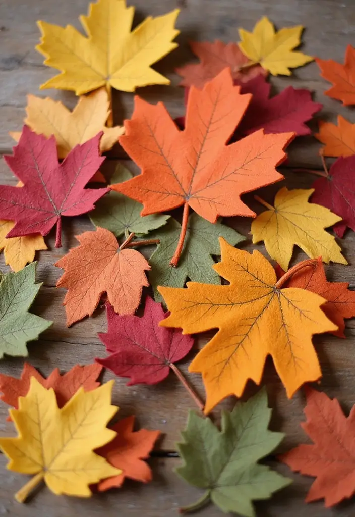 56+ Dollar Tree Fall Decor Hacks for Budget-Friendly Style - 51. DIY Felt Leaves