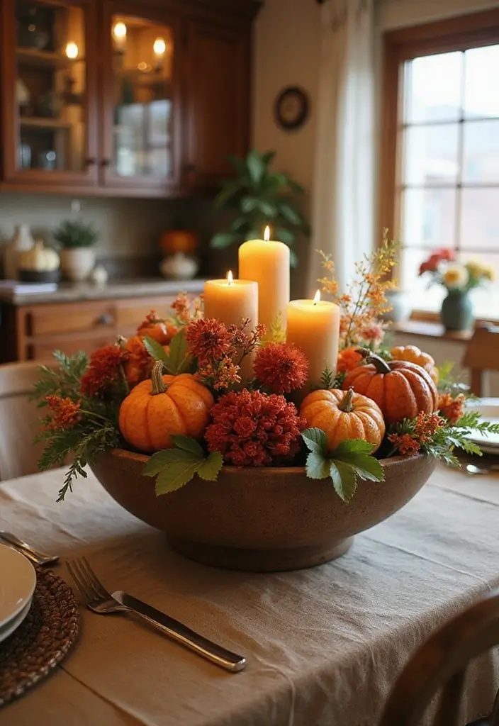 56+ Dollar Tree Fall Decor Hacks for Budget-Friendly Style - 52. Seasonal Centerpiece Bowls