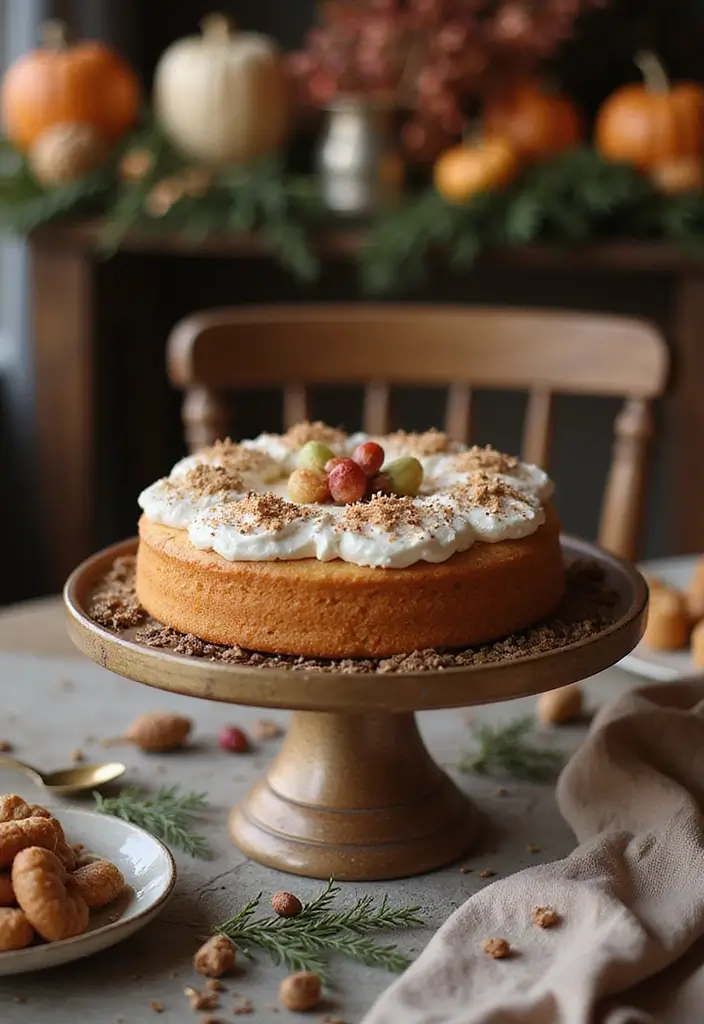 56+ Dollar Tree Fall Decor Hacks for Budget-Friendly Style - 56. Festive Cake Stand