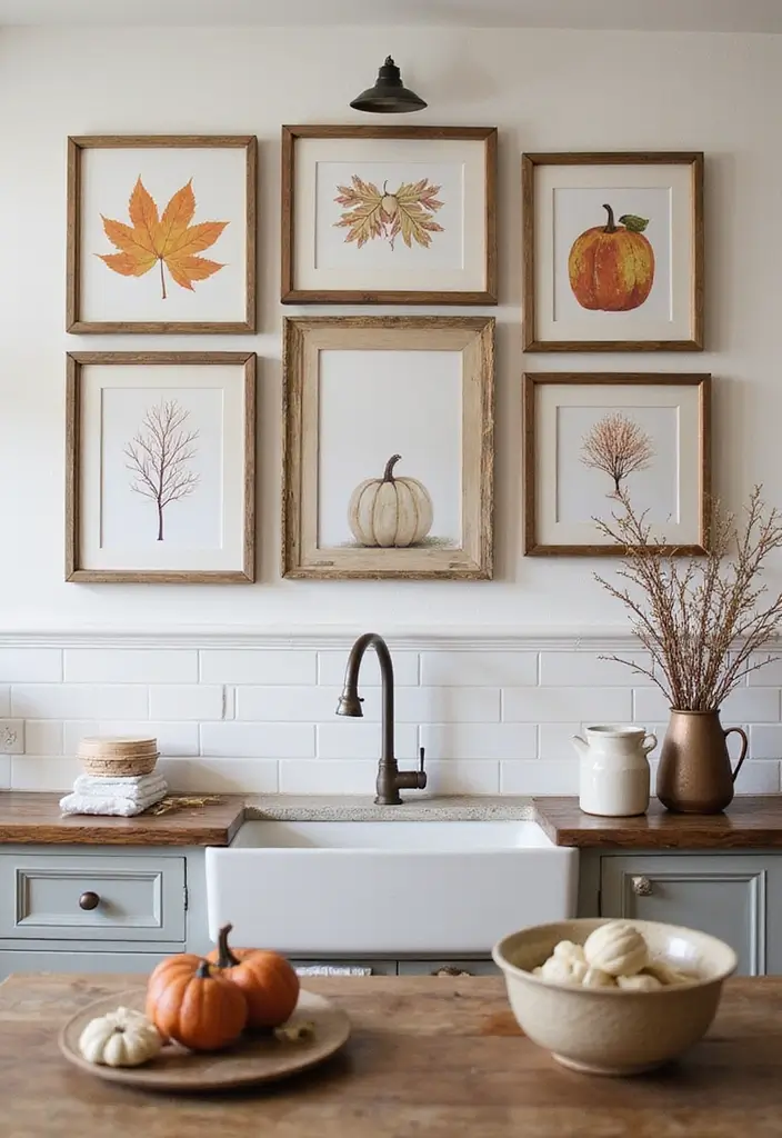 57+ Fall Kitchen Decor Ideas for a Seasonal Refresh - 16. Fall-Inspired Wall Art