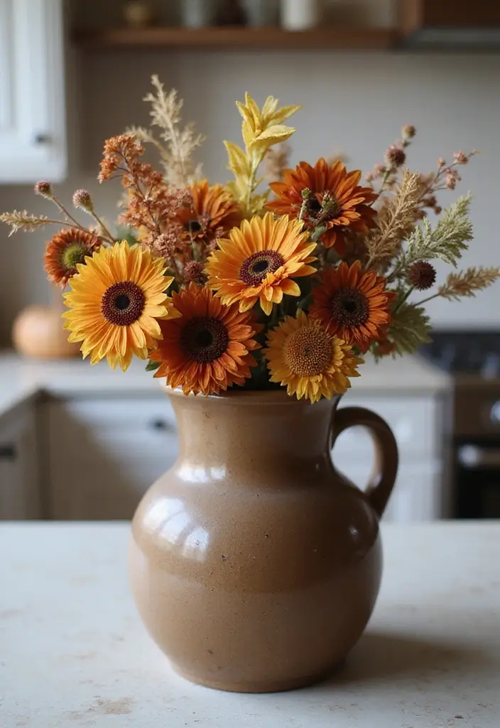 57+ Fall Kitchen Decor Ideas for a Seasonal Refresh - 17. Dried Flower Arrangements