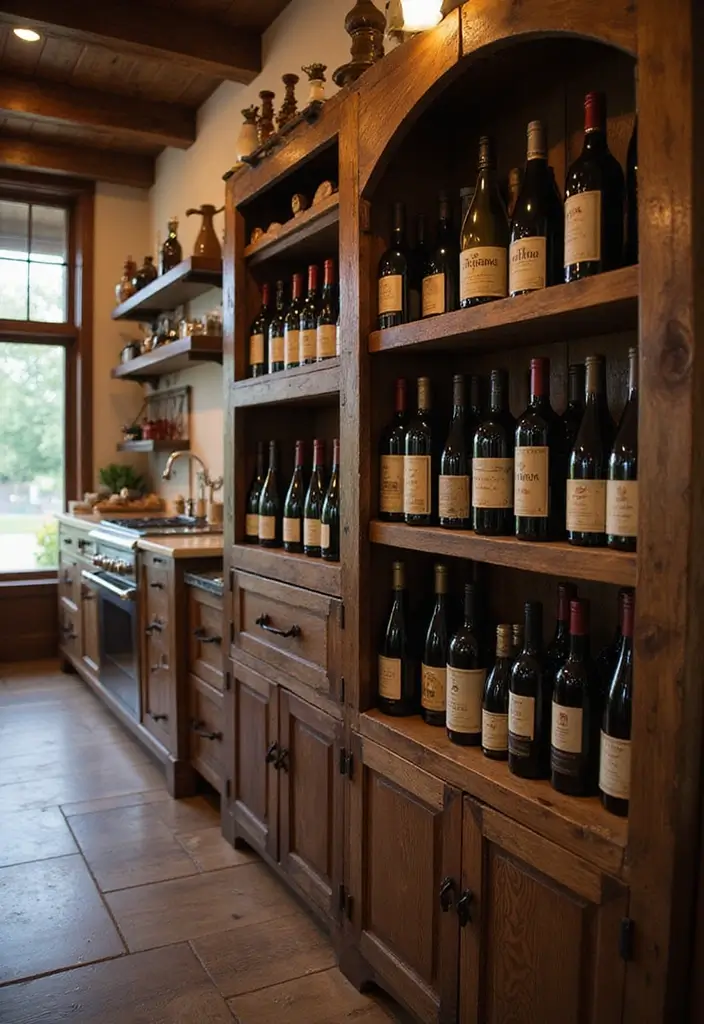 57+ Fall Kitchen Decor Ideas for a Seasonal Refresh - 28. Rustic Wine Rack