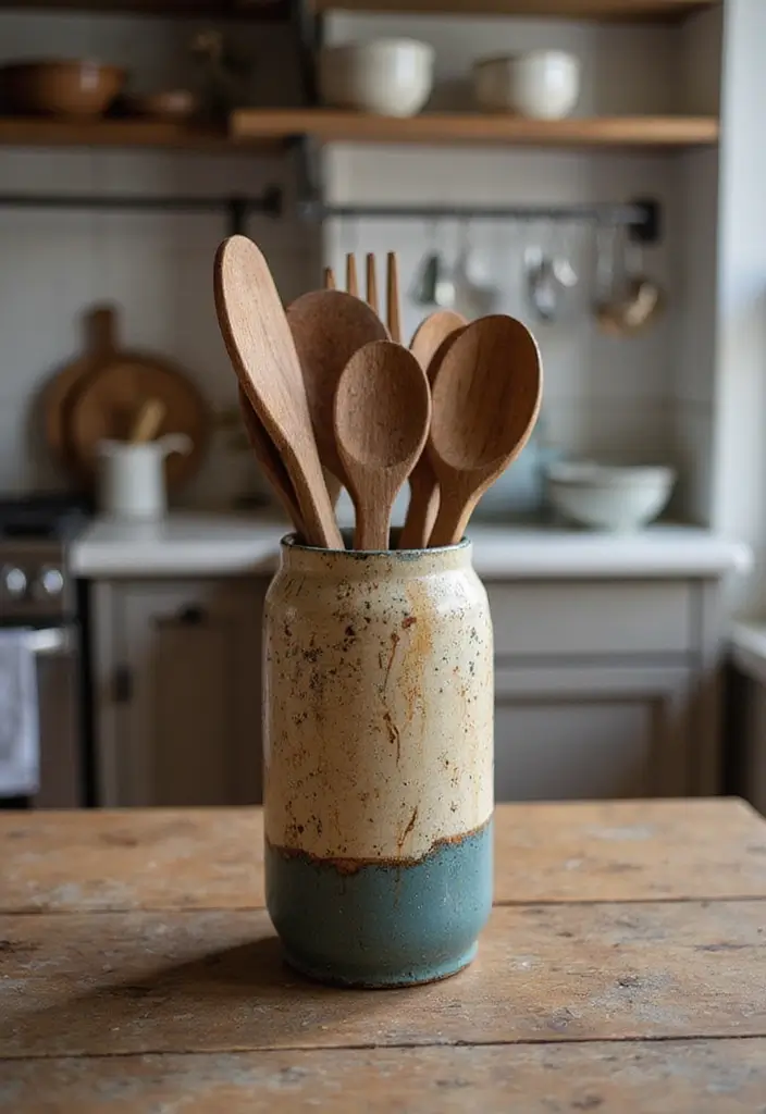 57+ Fall Kitchen Decor Ideas for a Seasonal Refresh - 29. Handcrafted Utensil Holders