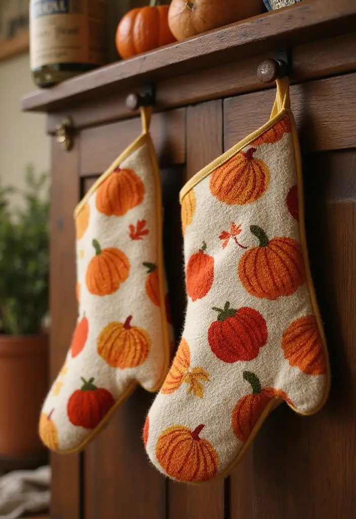 57+ Fall Kitchen Decor Ideas for a Seasonal Refresh - 42. Seasonal Oven Mitts