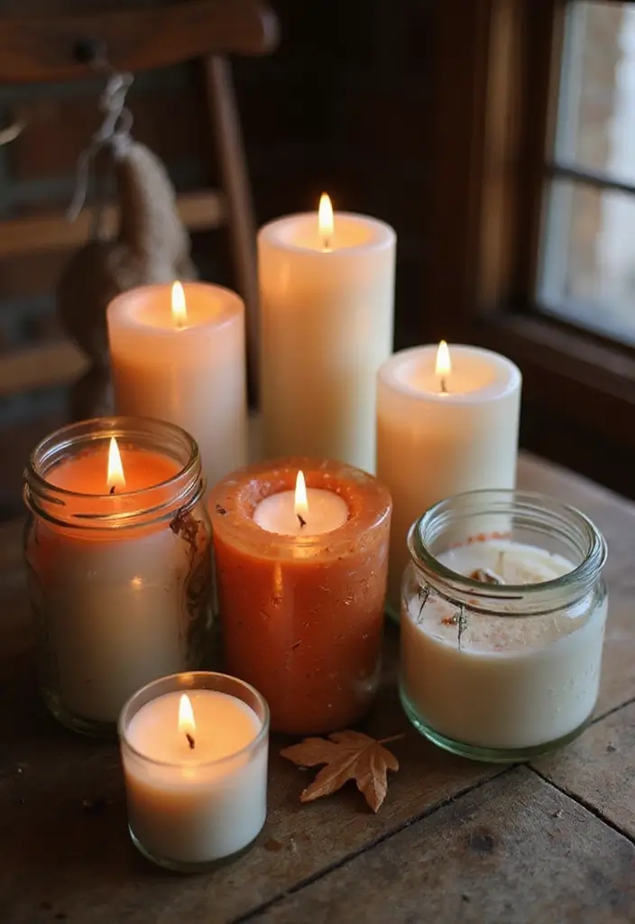 57+ Fall Kitchen Decor Ideas for a Seasonal Refresh - 46. DIY Seasonal Candles