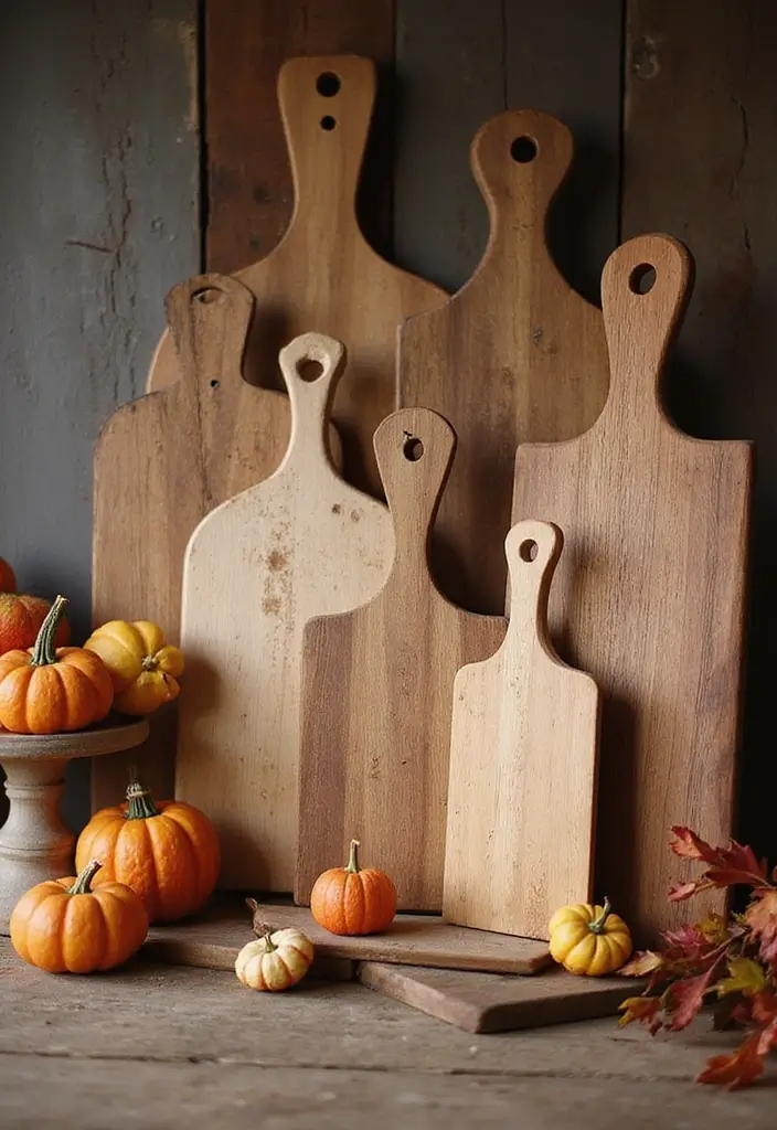 57+ Fall Kitchen Decor Ideas for a Seasonal Refresh - 48. Seasonal Cutting Board Displays