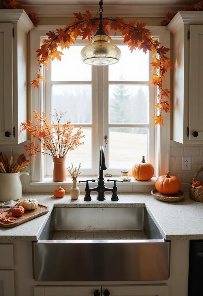 57+ Fall Kitchen Decor Ideas for a Seasonal Refresh - 52. Seasonal Sink Accessories