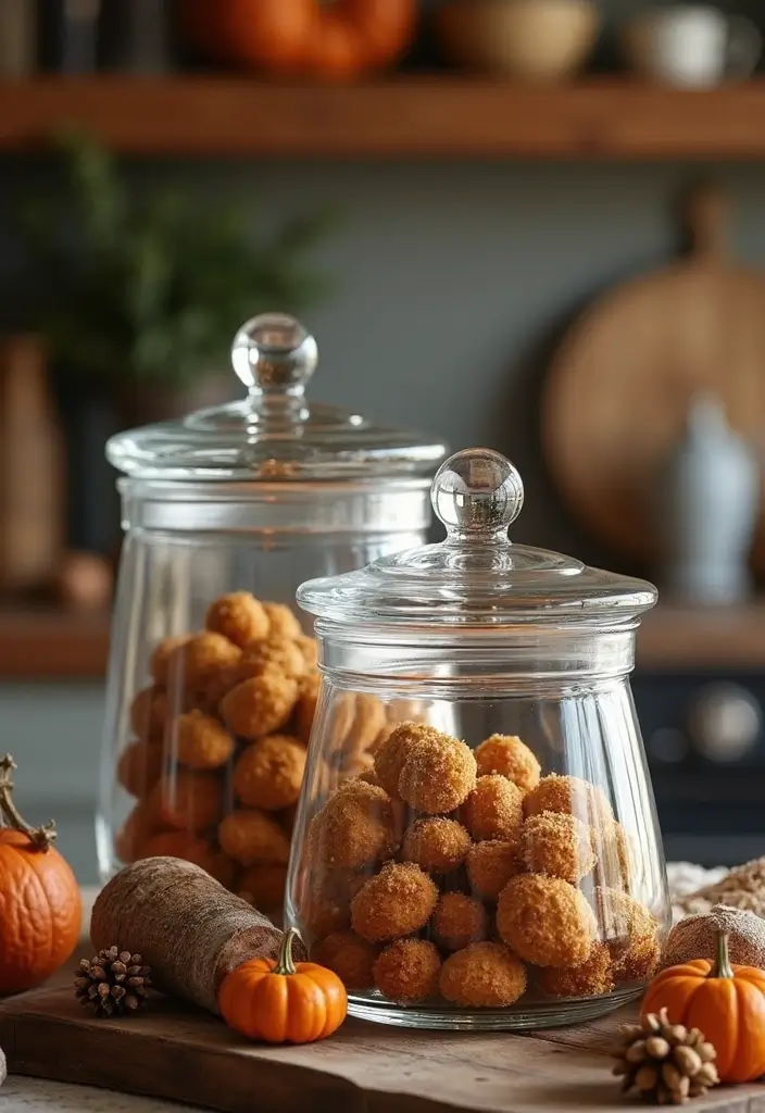 57+ Fall Kitchen Decor Ideas for a Seasonal Refresh - 53. Elegant Glass Canisters