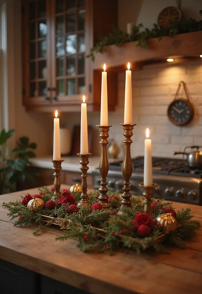 57+ Fall Kitchen Decor Ideas for a Seasonal Refresh - 55. Seasonal Candle Holders