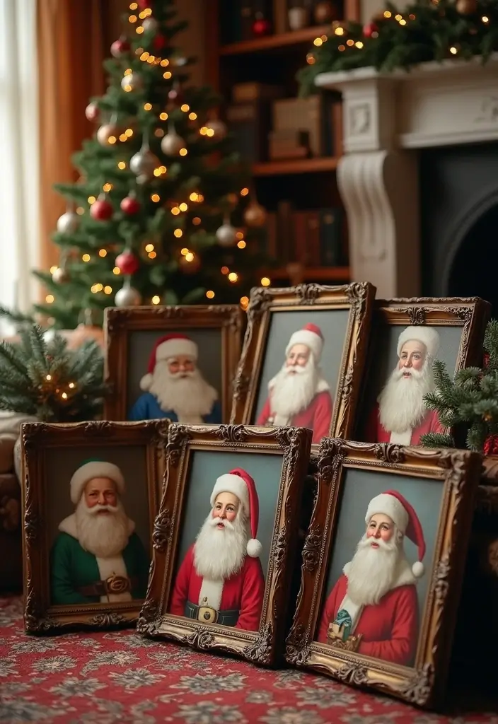 58+ Christmas Wall Art Ideas to Brighten Your Holidays - 1. Vintage Santa Portraits