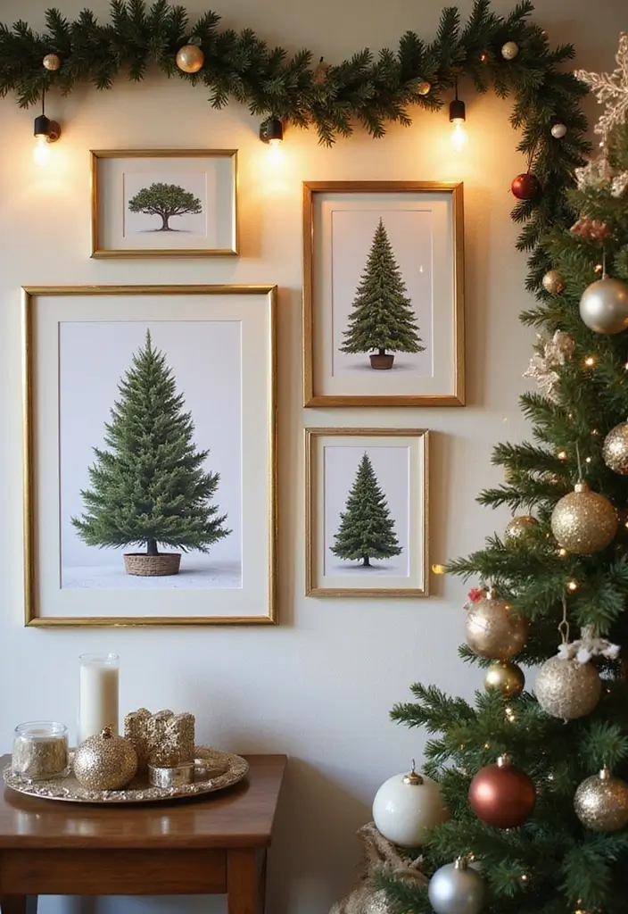 58+ Christmas Wall Art Ideas to Brighten Your Holidays - 10. Classic Christmas Tree Illustrations