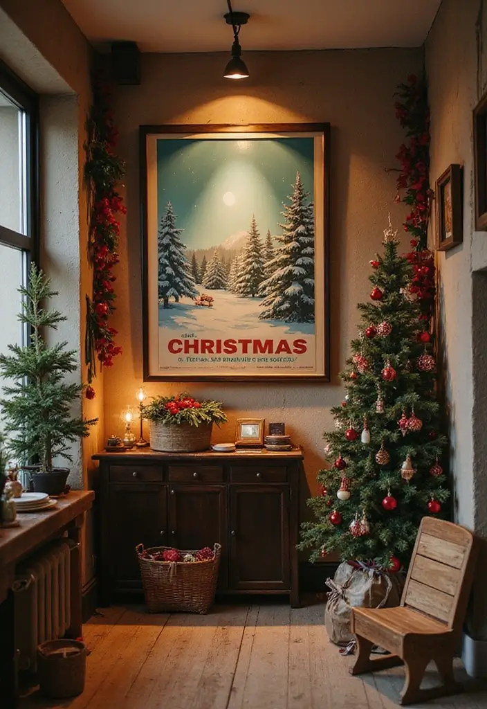 58+ Christmas Wall Art Ideas to Brighten Your Holidays - 15. Vintage Christmas Travel Posters