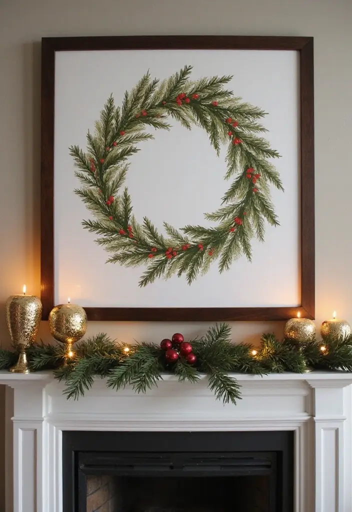 58+ Christmas Wall Art Ideas to Brighten Your Holidays - 16. Traditional Wreath Artwork