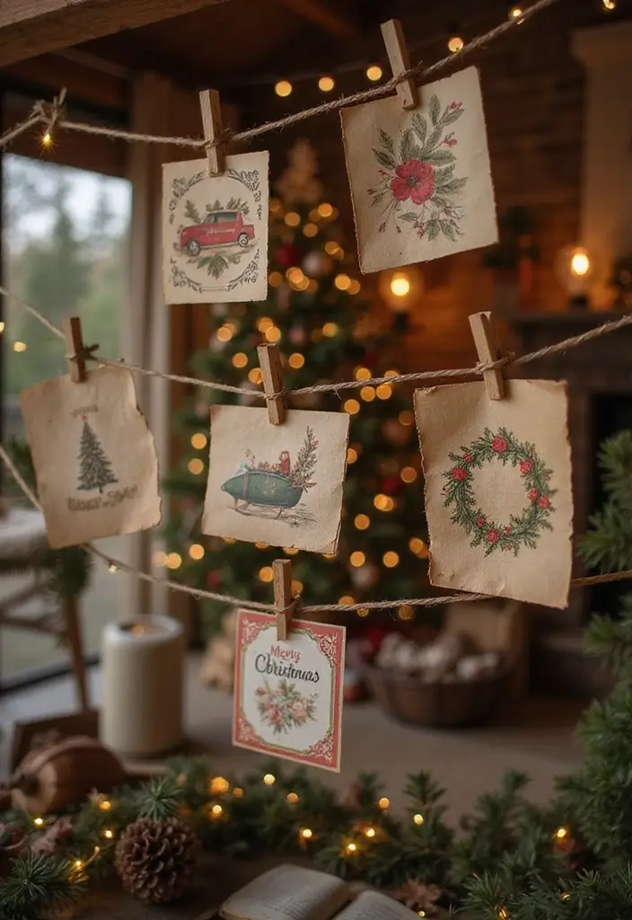 58+ Christmas Wall Art Ideas to Brighten Your Holidays - 2. Retro Christmas Card Displays
