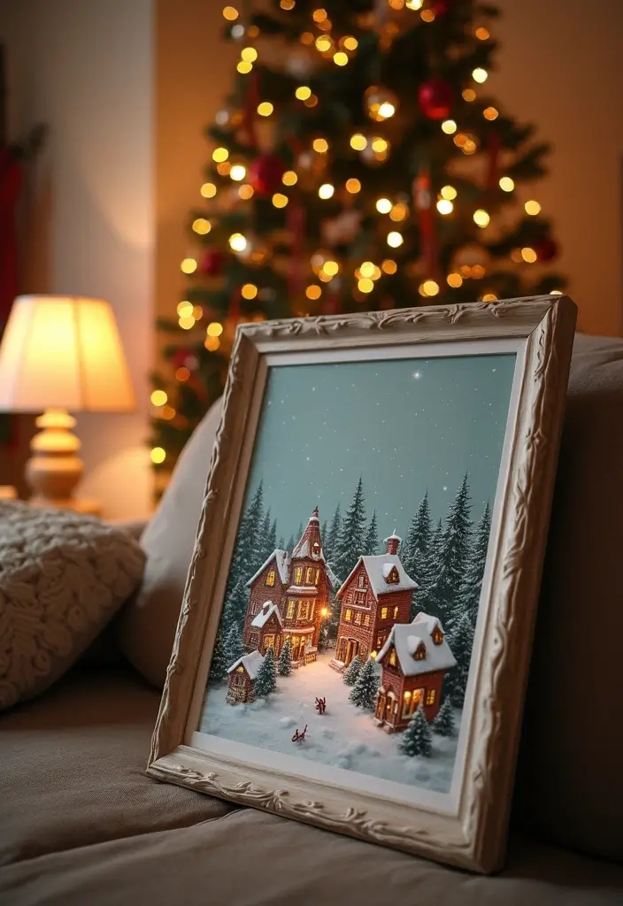 58+ Christmas Wall Art Ideas to Brighten Your Holidays - 20. Classic Christmas Village Prints