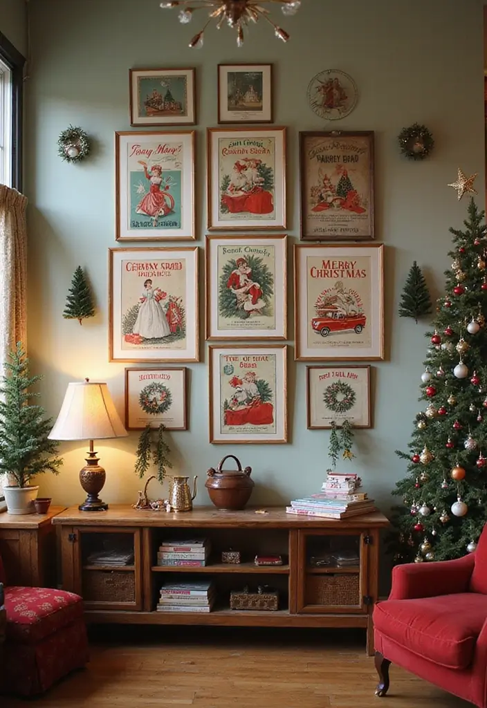 58+ Christmas Wall Art Ideas to Brighten Your Holidays - 21. Vintage Christmas Advertisements