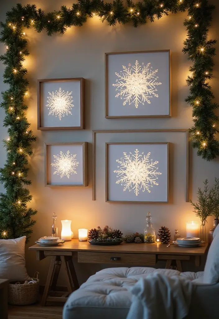 58+ Christmas Wall Art Ideas to Brighten Your Holidays - 23. Decorative Snowflake Artwork