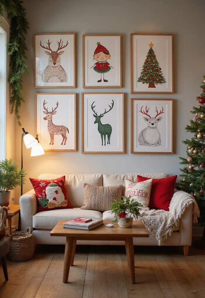 58+ Christmas Wall Art Ideas to Brighten Your Holidays - 25. Charming Christmas Children’s Art
