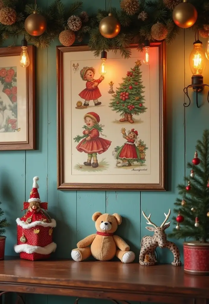 58+ Christmas Wall Art Ideas to Brighten Your Holidays - 26. Vintage Christmas Toy Illustrations