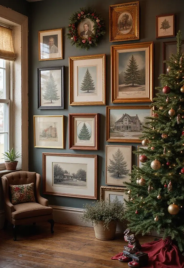 58+ Christmas Wall Art Ideas to Brighten Your Holidays - 32. Vintage Postcard Art