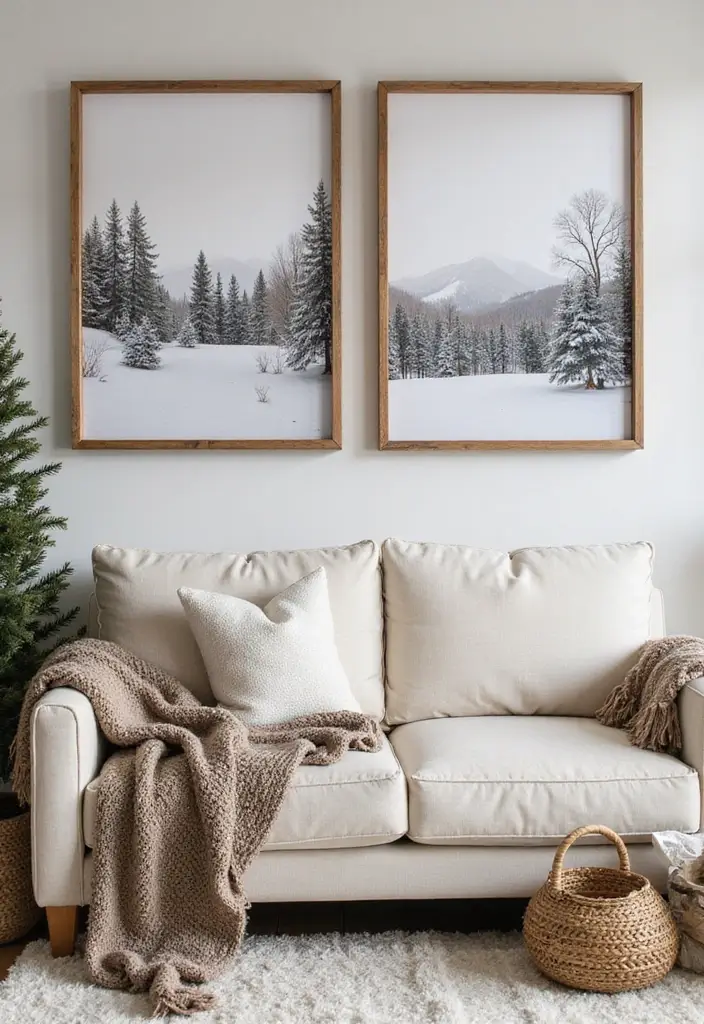 58+ Christmas Wall Art Ideas to Brighten Your Holidays - 4. Cozy Winter Landscapes