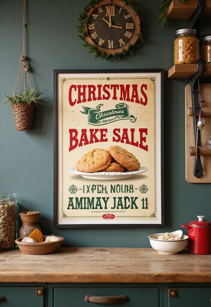 58+ Christmas Wall Art Ideas to Brighten Your Holidays - 45. Vintage Christmas Bake Sale Posters