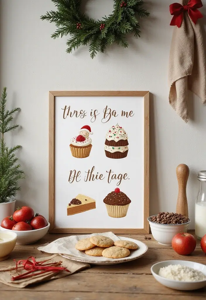 58+ Christmas Wall Art Ideas to Brighten Your Holidays - 49. Holiday Baking Illustrations