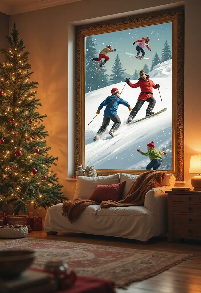 58+ Christmas Wall Art Ideas to Brighten Your Holidays - 51. Fun Winter Sports Illustrations