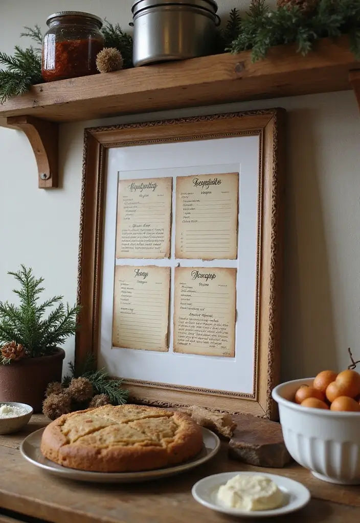 58+ Christmas Wall Art Ideas to Brighten Your Holidays - 53. Vintage Holiday Recipe Cards
