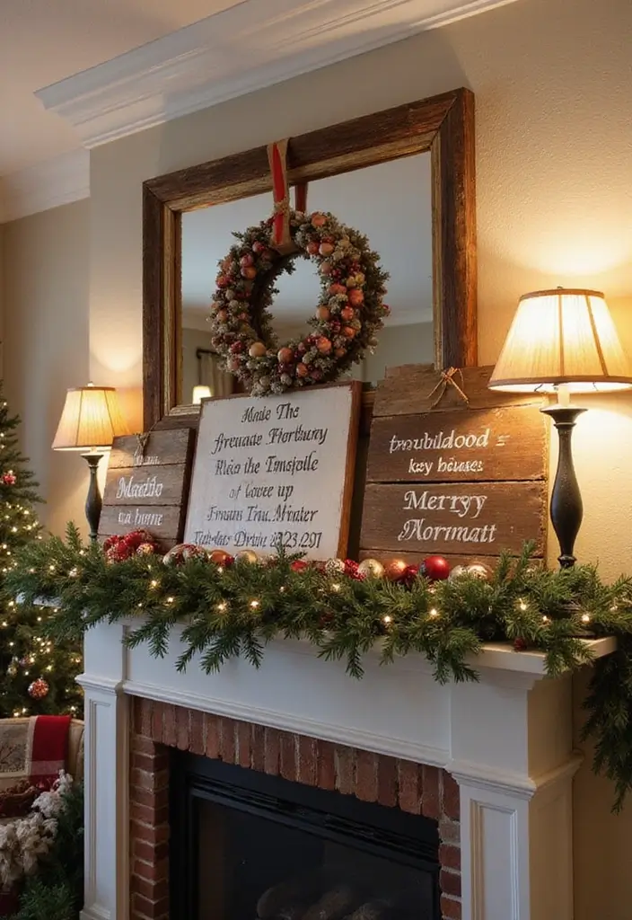 58+ Christmas Wall Art Ideas to Brighten Your Holidays - 6. Rustic Wooden Signs
