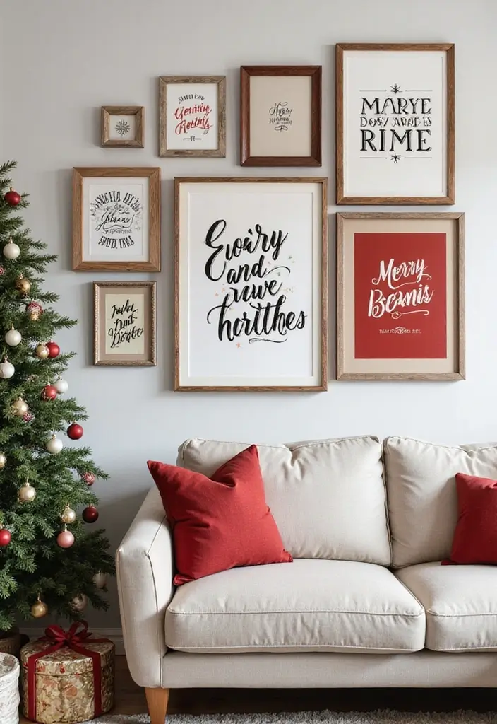 58+ Christmas Wall Art Ideas to Brighten Your Holidays - 8. Vintage Holiday Typography