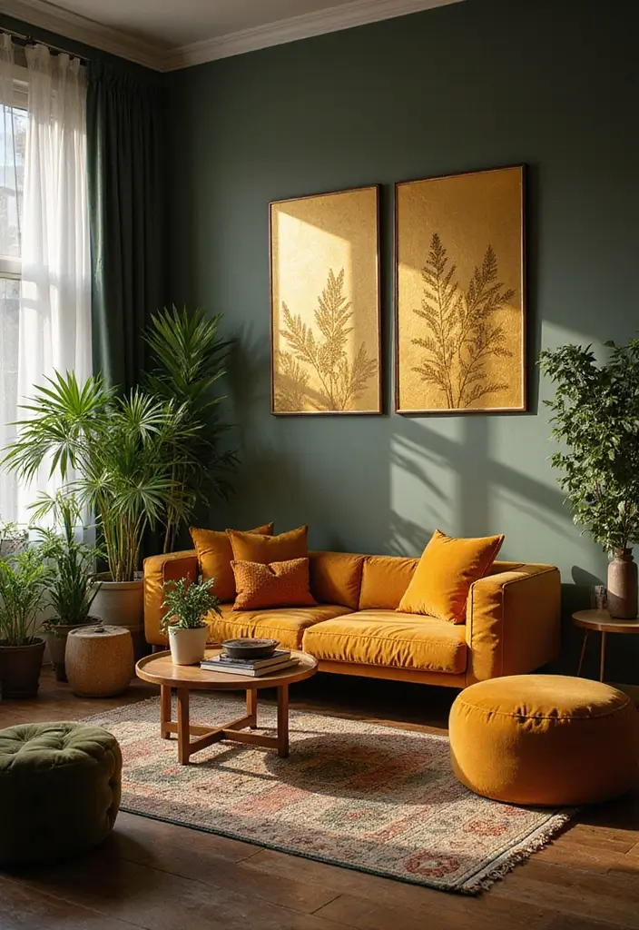 59+ Gold Wall Art Ideas for a Luxurious Touch - 11. Gold Nature Prints