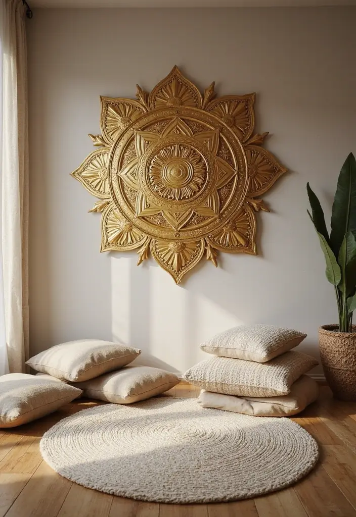 59+ Gold Wall Art Ideas for a Luxurious Touch - 18. Gold Mandala Wall Art
