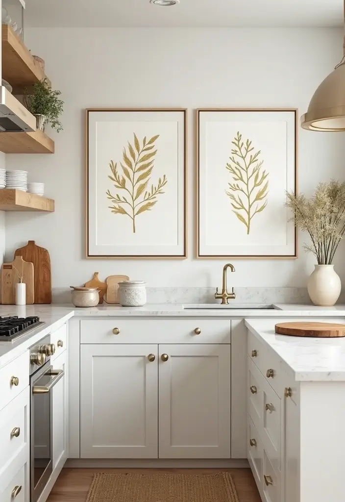 59+ Gold Wall Art Ideas for a Luxurious Touch - 24. Gold Botanical Prints