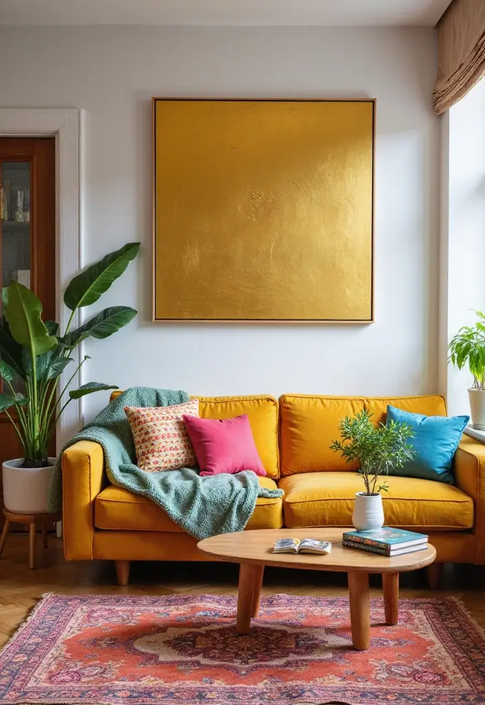 59+ Gold Wall Art Ideas for a Luxurious Touch - 27. Gold Graphic Art