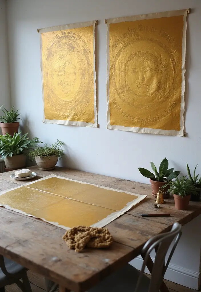 59+ Gold Wall Art Ideas for a Luxurious Touch - 28. Gold Silk Screens