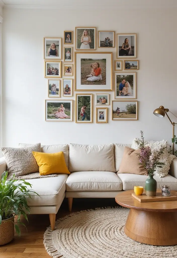59+ Gold Wall Art Ideas for a Luxurious Touch - 30. Gold Collage Wall Art
