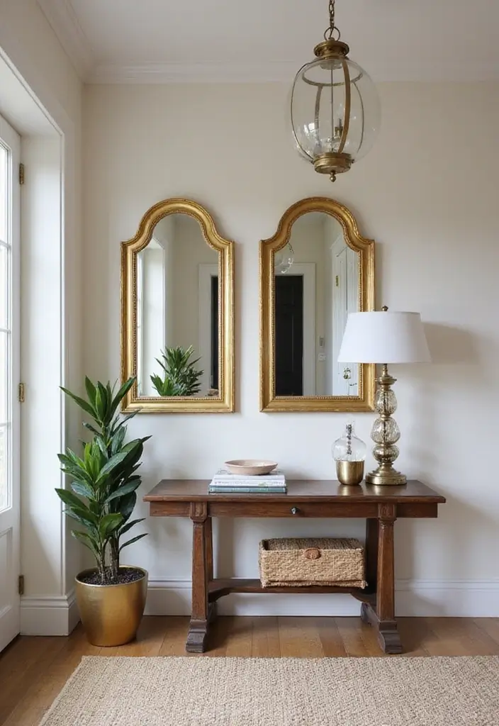 59+ Gold Wall Art Ideas for a Luxurious Touch - 35. Gold Art with Mirrors