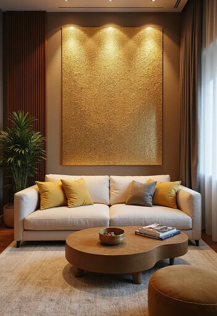 59+ Gold Wall Art Ideas for a Luxurious Touch - 38. Gold Mosaic Wall Art